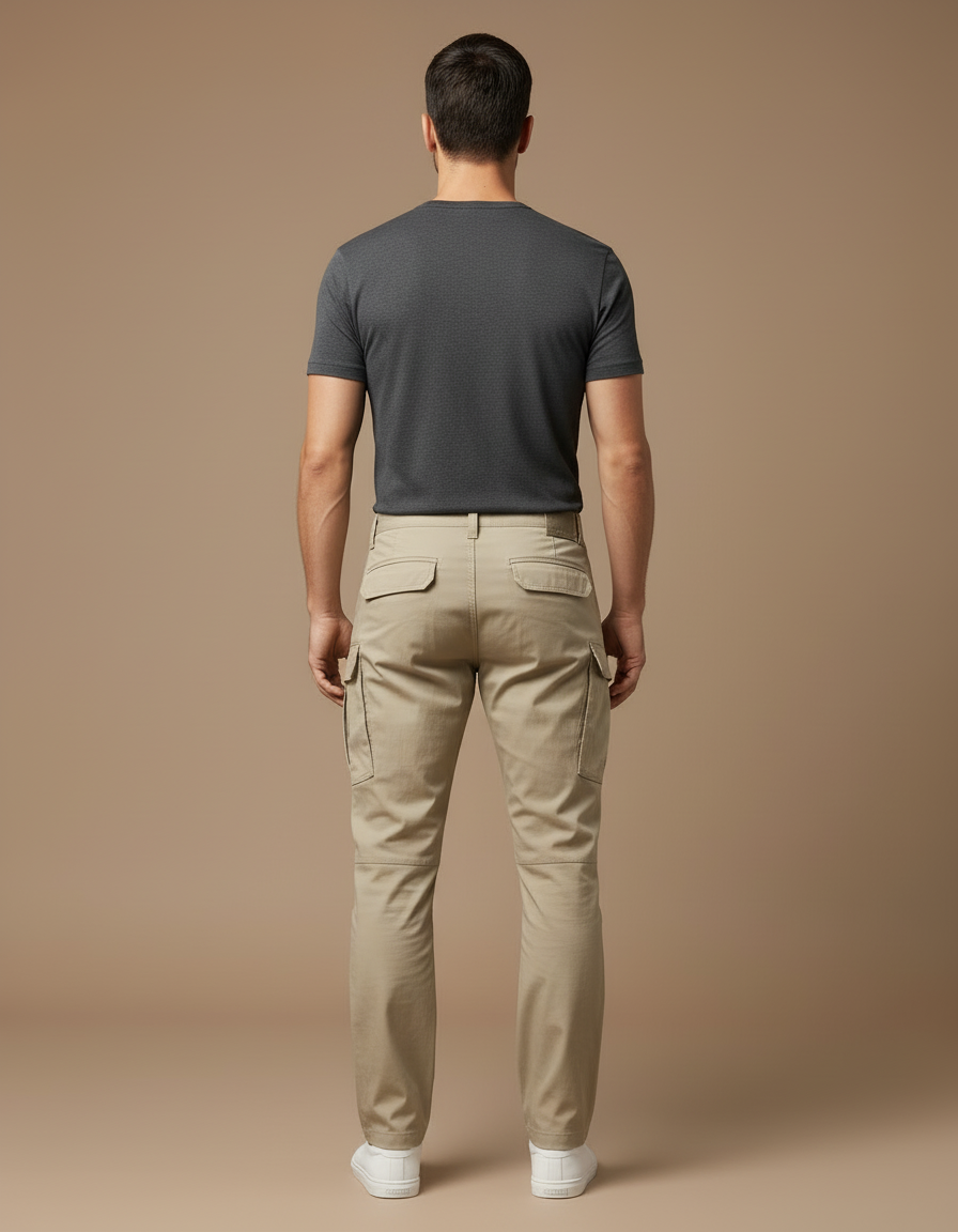 Pantalon Cargo Beige Tactique Multi-Poches Décontracté - Toile - vue 2