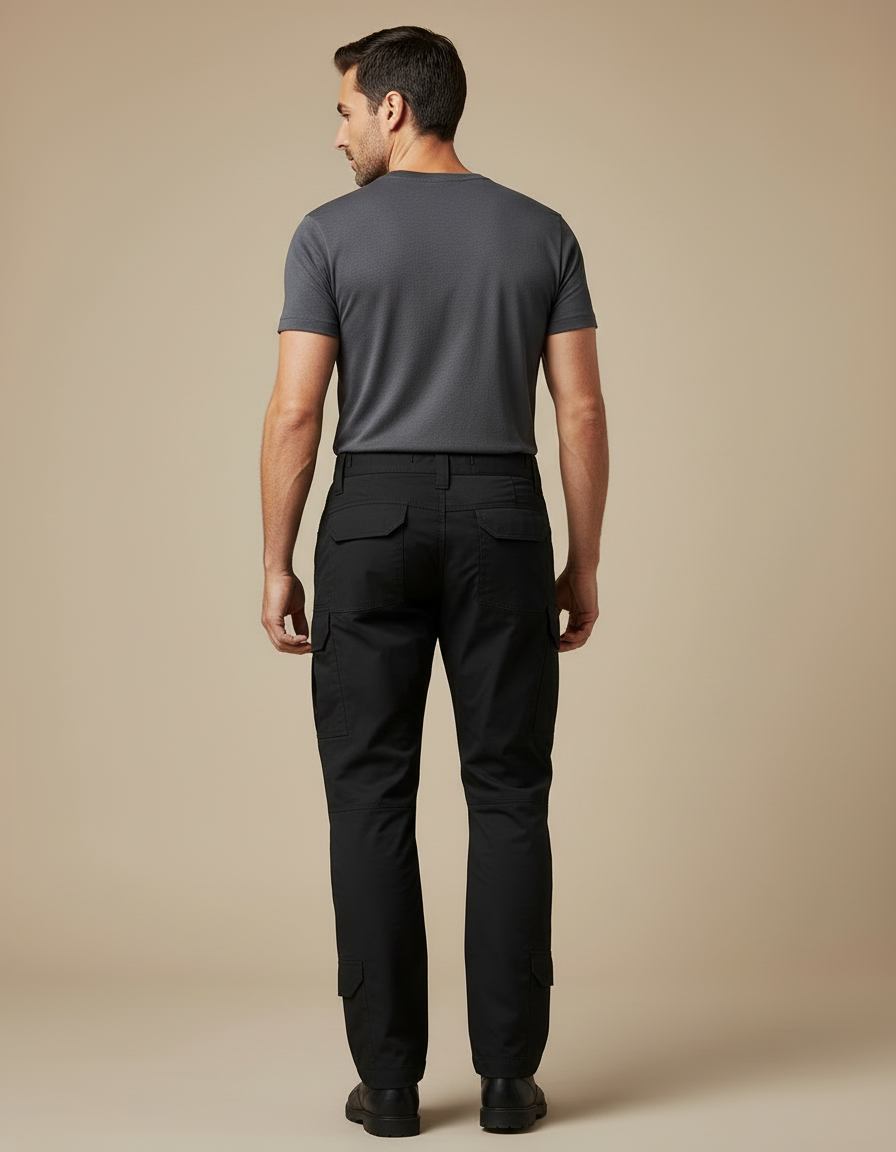 Pantalon Cargo Noir Homme Multipoches Résistant Urbain - Toile - vue 2