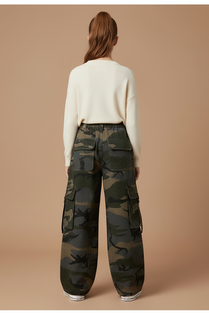 Pantalon Cargo Camouflage Ample Enfant Streetwear Décontracté - Imprimé Coton - vue 2