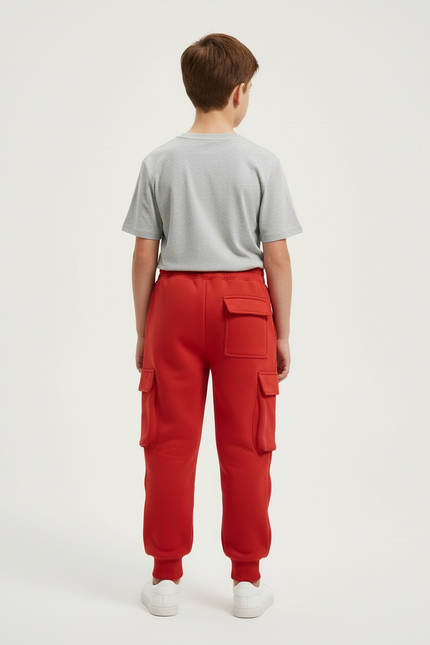 Pantalon Cargo Rouge Garçon Molletonné Décontracté - vue 2