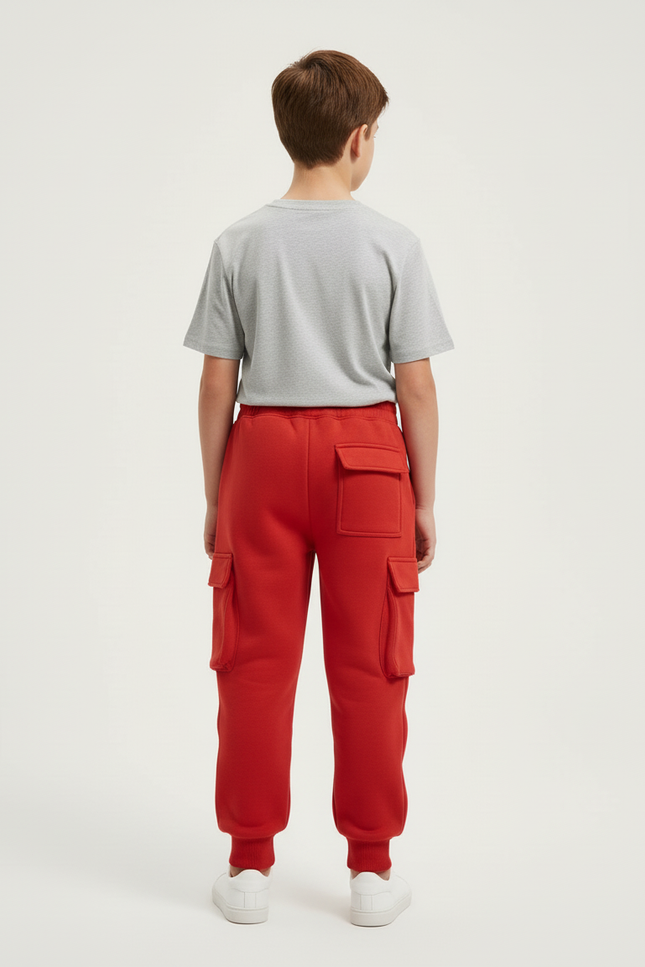Pantalon Cargo Rouge Garçon Molletonné Décontracté - vue 2