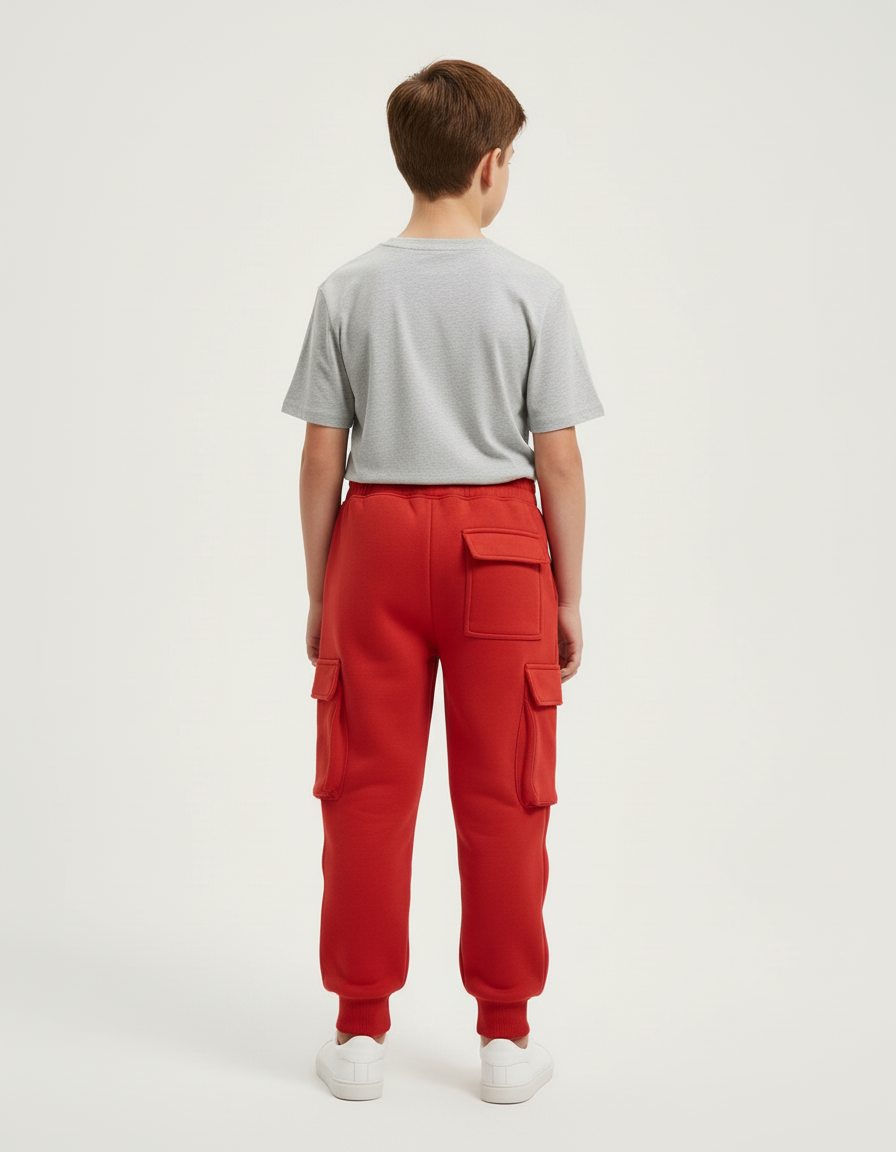 Pantalon Cargo Rouge Garçon Molletonné Décontracté - vue 2