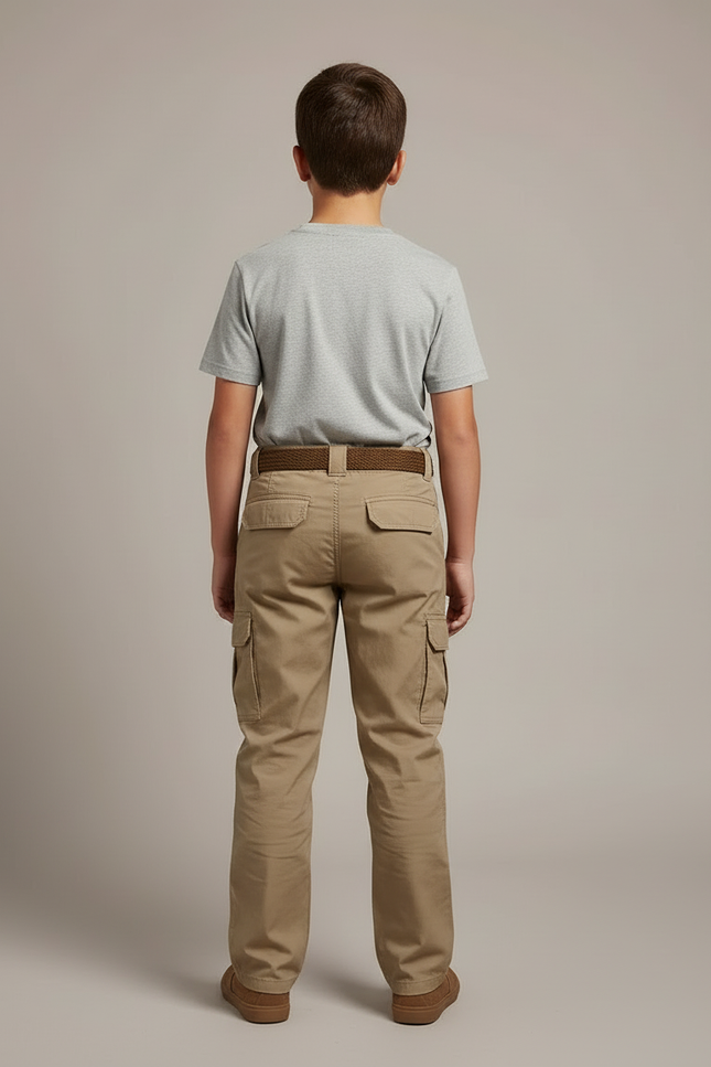 Pantalon Cargo Beige Enfant Décontracté Multipoches Coton - vue 2