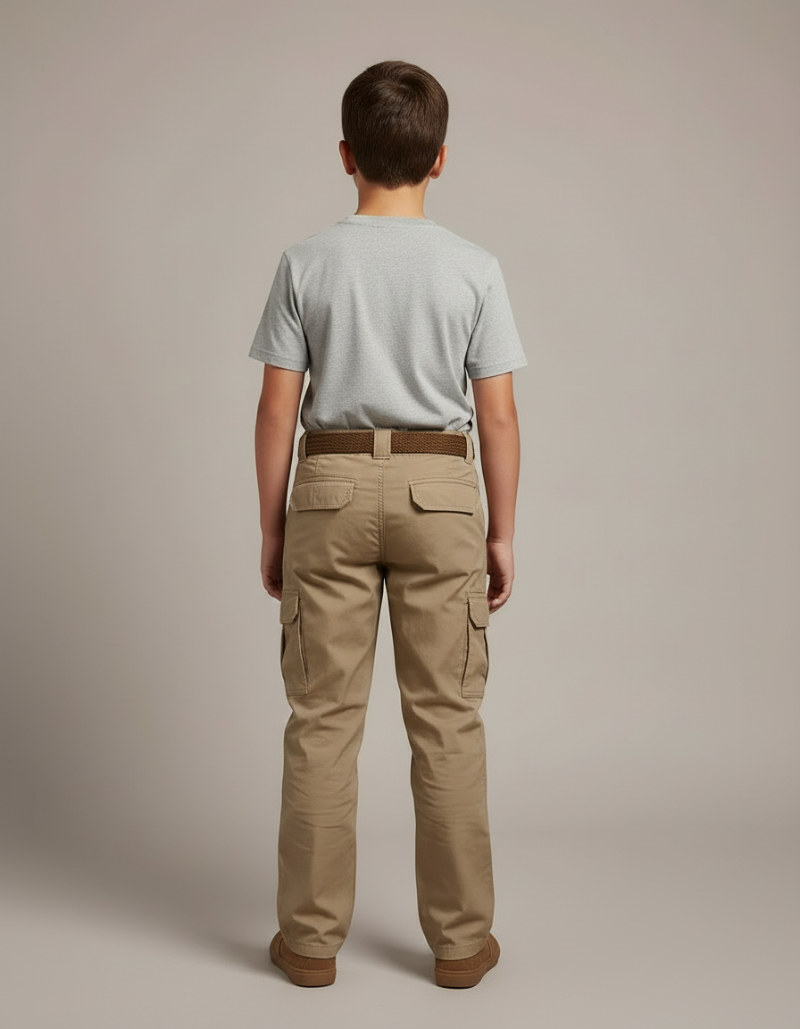 Pantalon Cargo Beige Enfant Décontracté Multipoches Coton - vue 2
