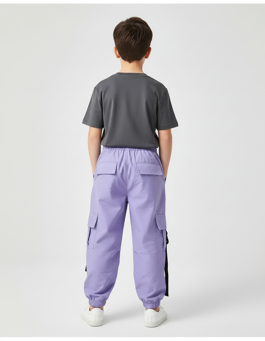 Pantalon Cargo Ample Violet Streetwear Enfant Boucles - Coton - vue 2