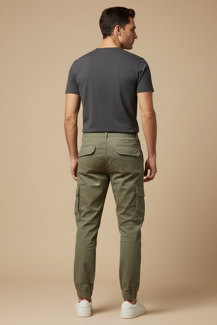Pantalon Cargo Olive - Kaki Toile - vue 2