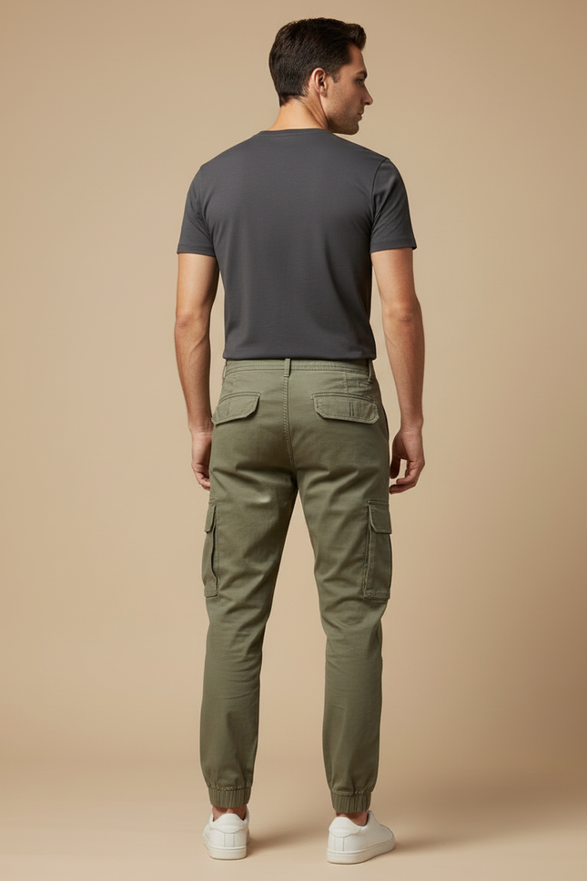 Pantalon Cargo Olive - Kaki Toile - vue 2