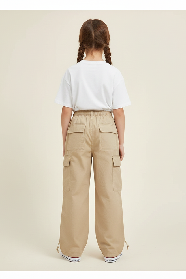 Pantalon Cargo Fille Beige Parachute - Gabardine - vue 2