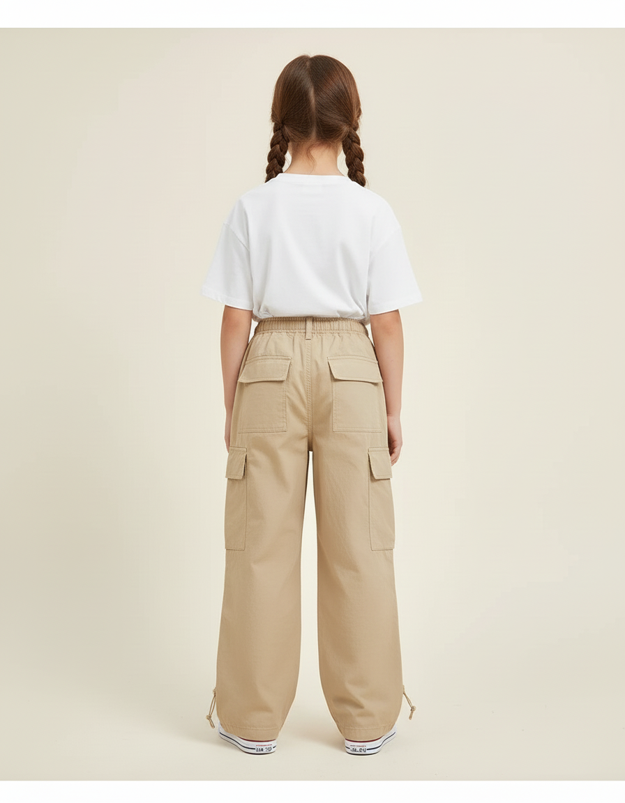 Pantalon Cargo Fille Beige Parachute - Gabardine - vue 2