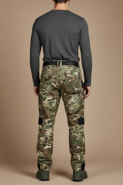 Pantalon Cargo Camouflage Militaire Multi-Poches Renforcé - Multicolore Toile - vue 2