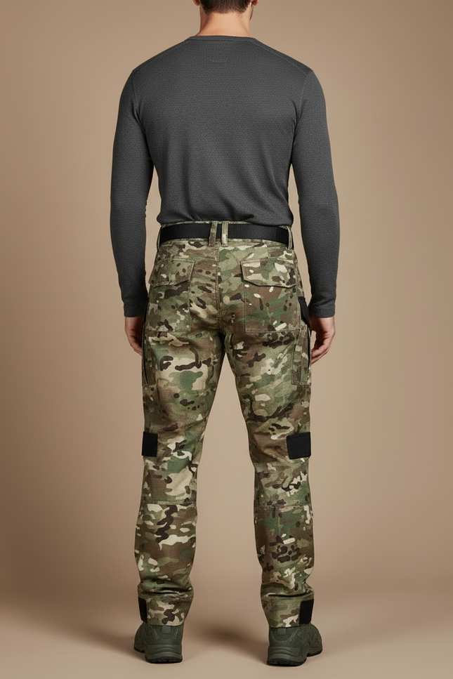 Pantalon Cargo Camouflage Militaire Multi-Poches Renforcé - Multicolore Toile - vue 2