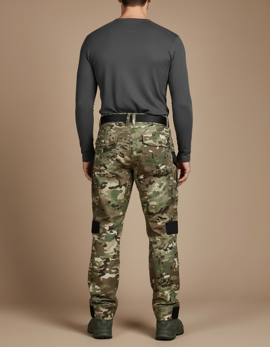 Pantalon Cargo Camouflage Militaire Multi-Poches Renforcé - Multicolore Toile - vue 2