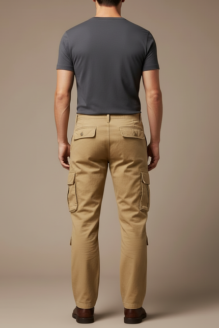 Pantalon Cargo Kaki Homme Ample Multipoches Décontracté - Toile - vue 2