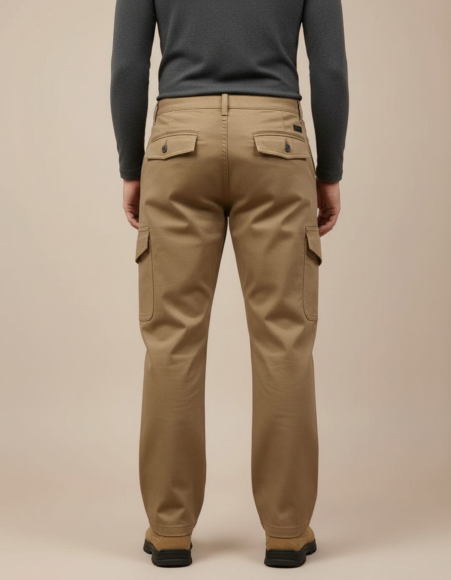 Pantalon Cargo Coupe Droite - Kaki Toile - vue 2
