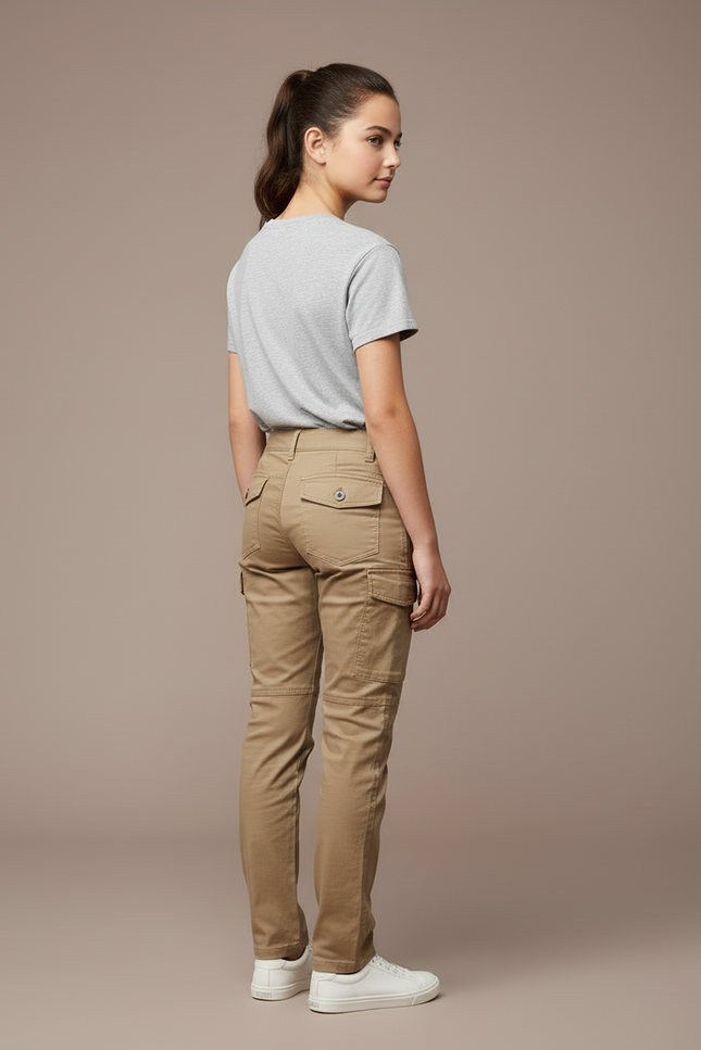 Pantalon Cargo Beige Enfant Coupe Droite Multipoches - Toile - vue 2