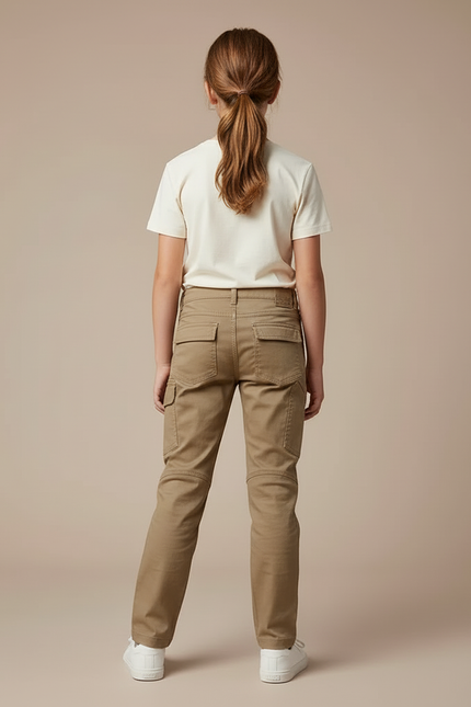 Pantalon Cargo Kaki Coupe Droite Enfant Décontracté - Toile - vue 2
