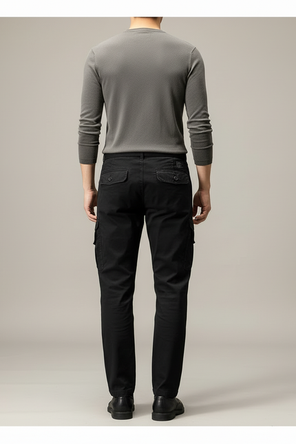 Pantalon Cargo Noir Coton Multipoche Décontracté Homme - Toile - vue 2