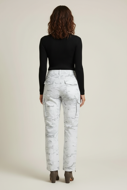 Pantalon Cargo Camouflage Blanc Ample Femme Hiver - Polyester - vue 2