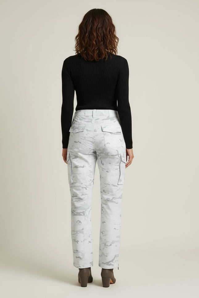 Pantalon Cargo Camouflage Blanc Ample Femme Hiver - Polyester - vue 2