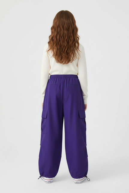 Pantalon Cargo Violet Ample Multipoches Enfant - Polyester - vue 2