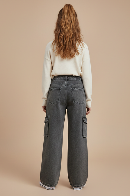 Pantalon Cargo Junior - Gris Jean - vue 2