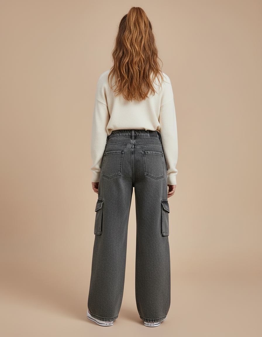 Pantalon Cargo Junior - Gris Jean - vue 2