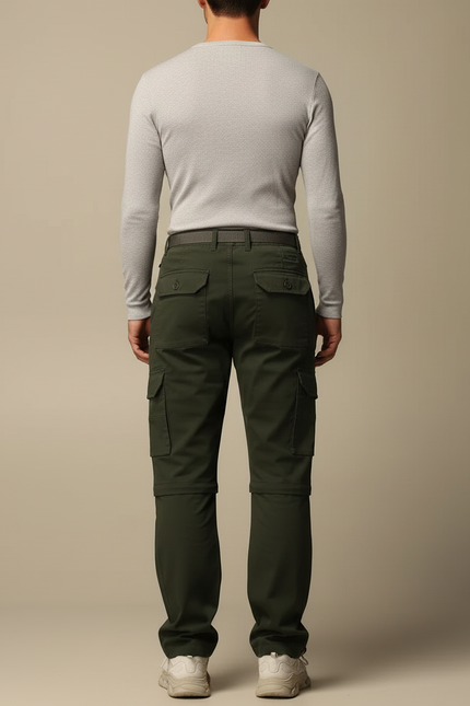 Pantalon Cargo Vert Convertible Léger Randonnée Homme - Polyester - vue 2