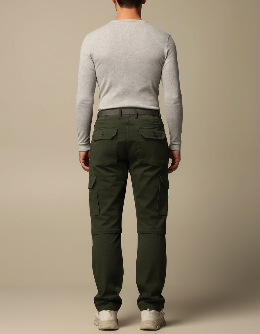 Pantalon Cargo Vert Convertible Léger Randonnée Homme - Polyester - vue 2