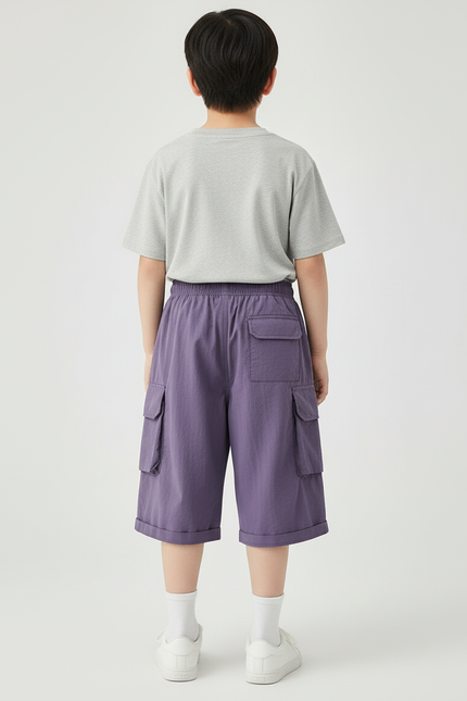 Pantalon Cargo Violet Ample Poches Enfant Coton - Polyester - vue 2