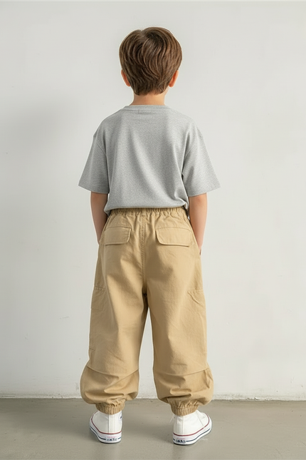 Pantalon Cargo Beige Ample Multipoches Décontracté Enfant Coton - Toile - vue 2
