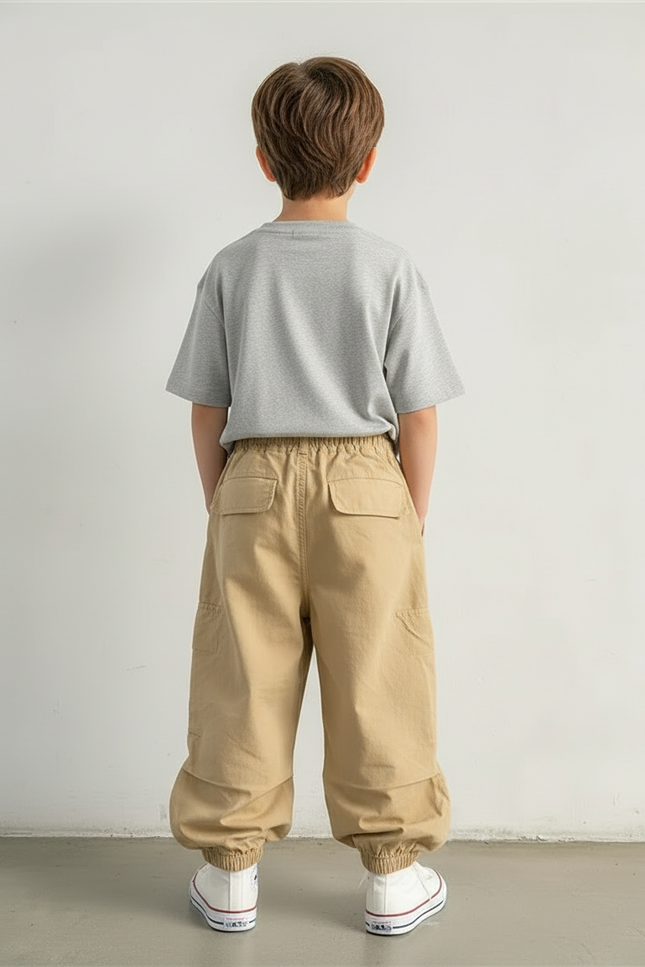 Pantalon Cargo Beige Ample Multipoches Décontracté Enfant Coton - Toile - vue 2