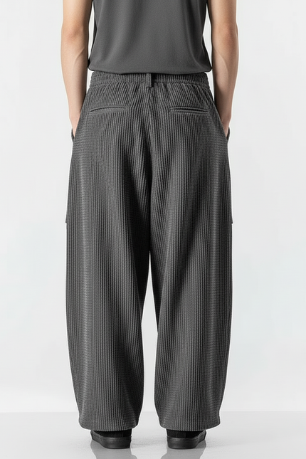Pantalon Cargo Gris Côtelé Ample Décontracté - Cordé - vue 2