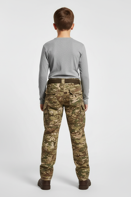 Pantalon Cargo Camouflage Militaire Enfant Tactique Renforcé - Multicolore Toile - vue 2