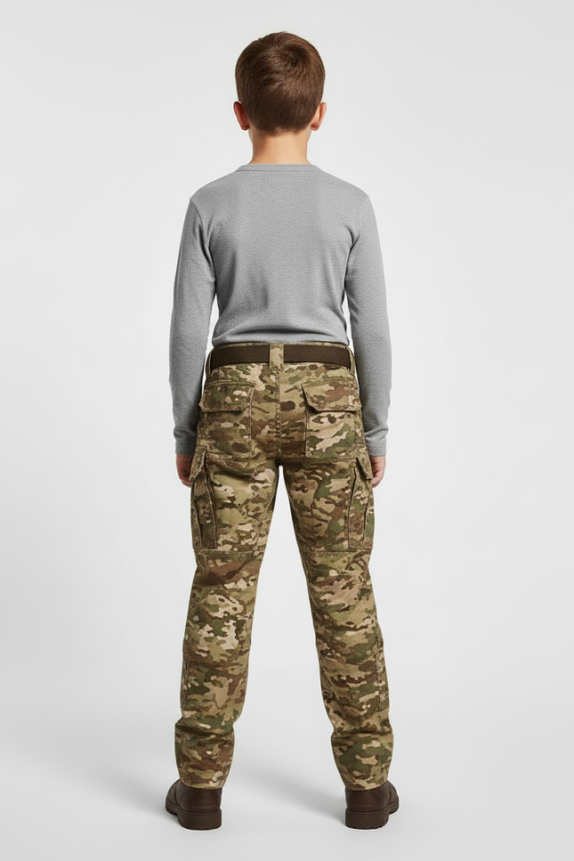 Pantalon Cargo Camouflage Militaire Enfant Tactique Renforcé - Multicolore Toile - vue 2