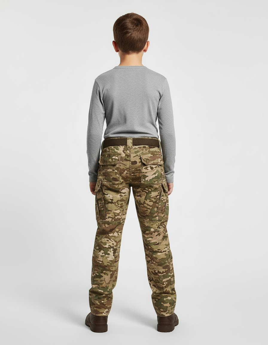 Pantalon Cargo Camouflage Militaire Enfant Tactique Renforcé - Multicolore Toile - vue 2