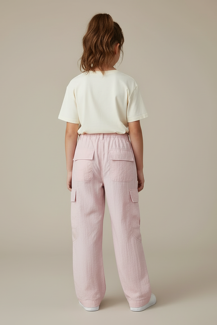Pantalon Cargo Rose Ample Léger Poches Enfant - Lin - vue 2