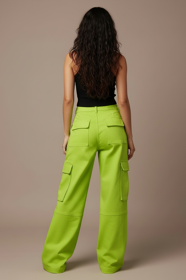 Pantalon Cargo Vert Ample Multi-Poches Femme - Toile - vue 2