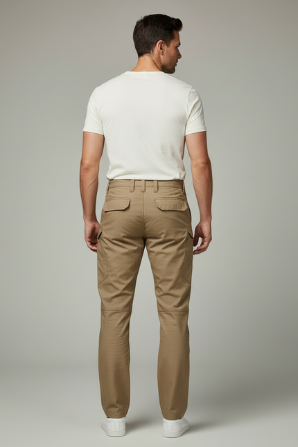 Pantalon Cargo Homme Kaki Multipoches Tactique Résistant - Polyester - vue 2