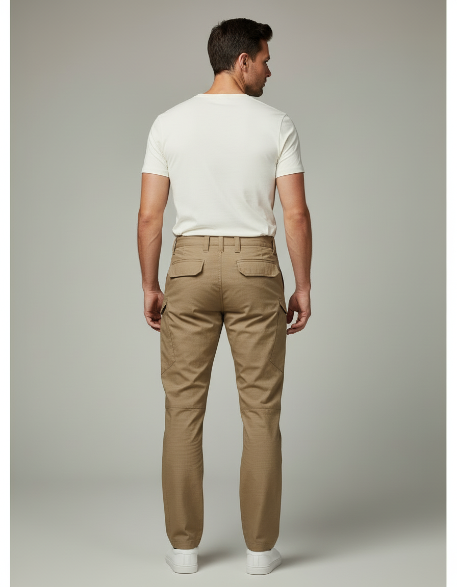 Pantalon Cargo Homme Kaki Multipoches Tactique Résistant - Polyester - vue 2