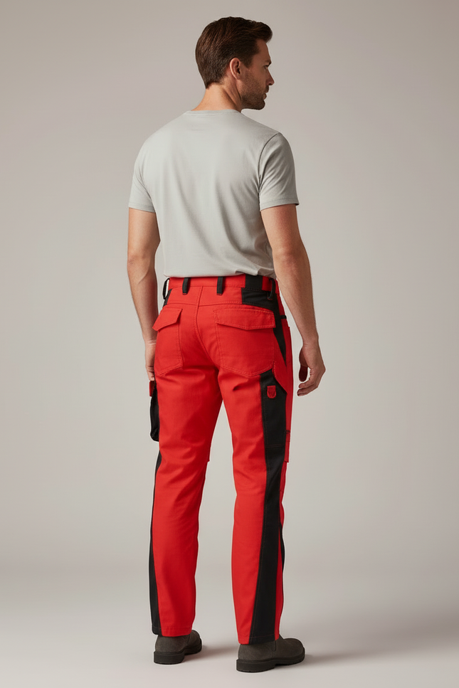 Pantalon Cargo Rouge Sécurité Réfléchissant Multipoches Homme - Toile - vue 2