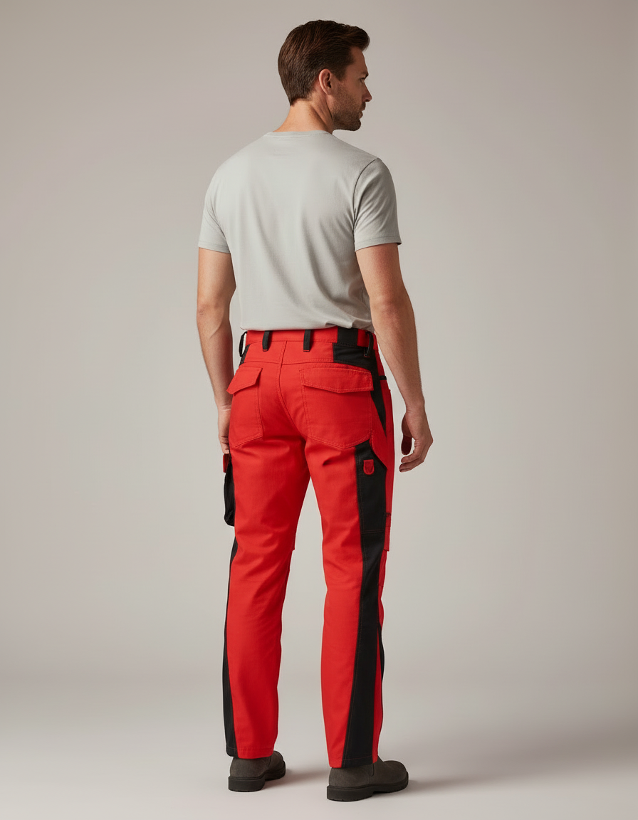 Pantalon Cargo Rouge Sécurité Réfléchissant Multipoches Homme - Toile - vue 2