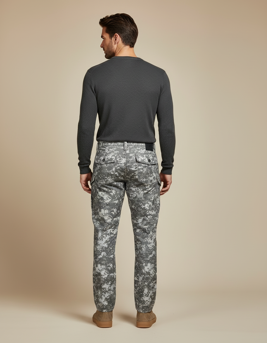 Pantalon Cargo Camouflage Digital Gris Homme Militaire - Toile - vue 2