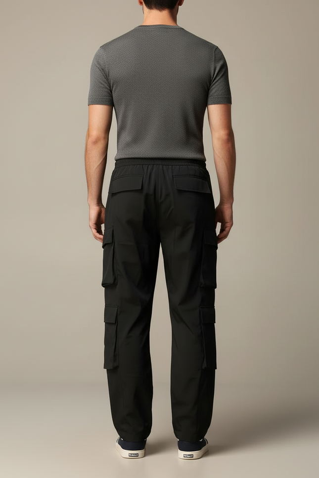Pantalon Cargo Noir Multipoches Zippées Sport Homme - Polyester - vue 2