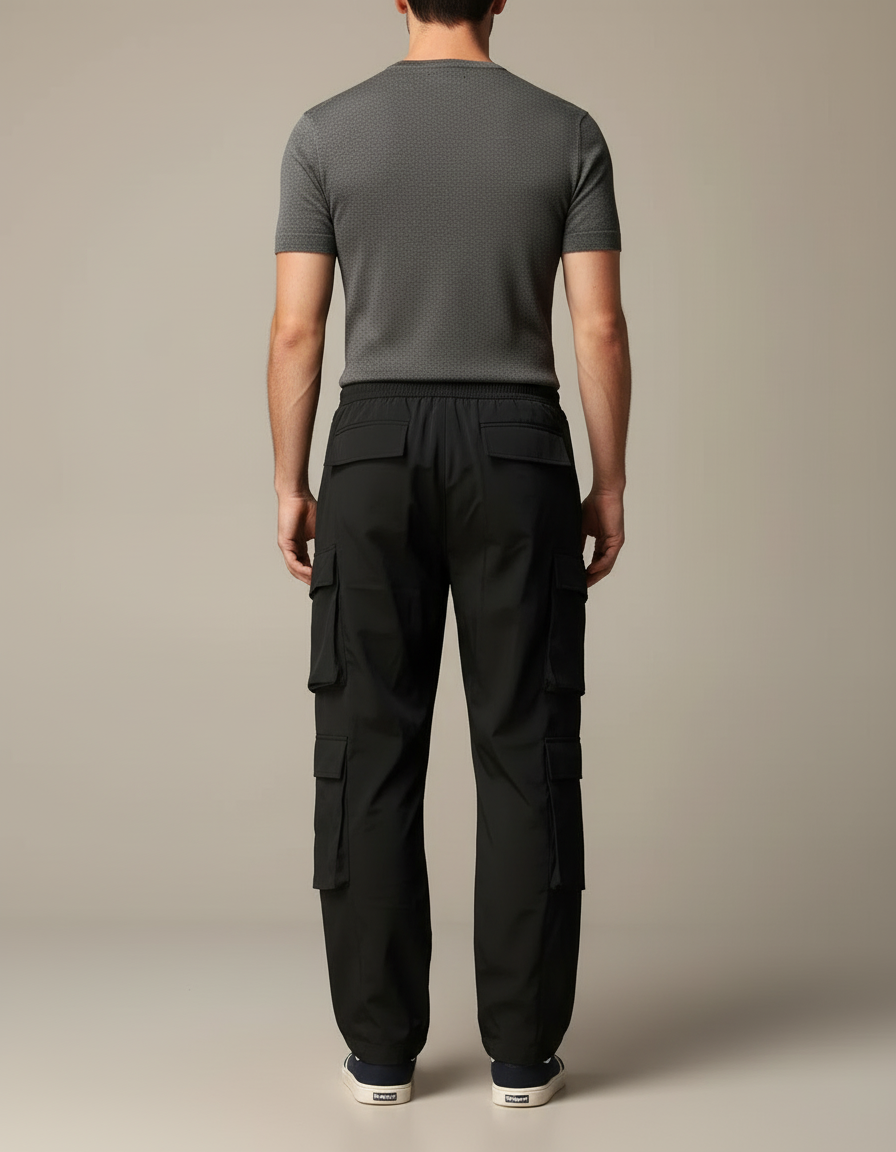 Pantalon Cargo Noir Multipoches Zippées Sport Homme - Polyester - vue 2