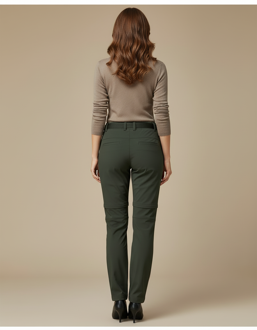 Pantalon Cargo Convertible Vert Respirant Femme Randonnée - Kaki Polyester - vue 2