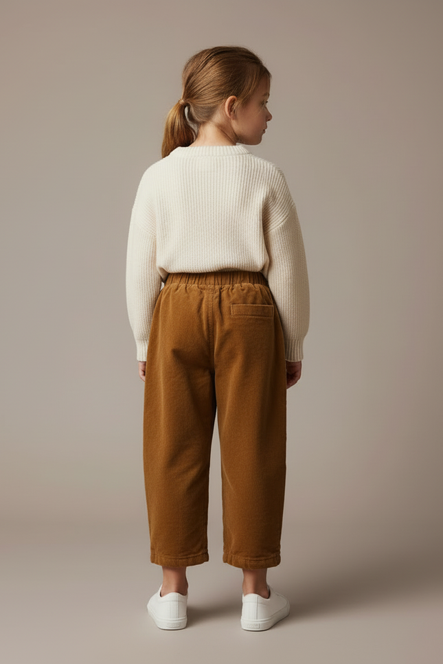 Pantalon Cargo Marron Velours Côtelé Ample Enfant - Cordé - vue 2