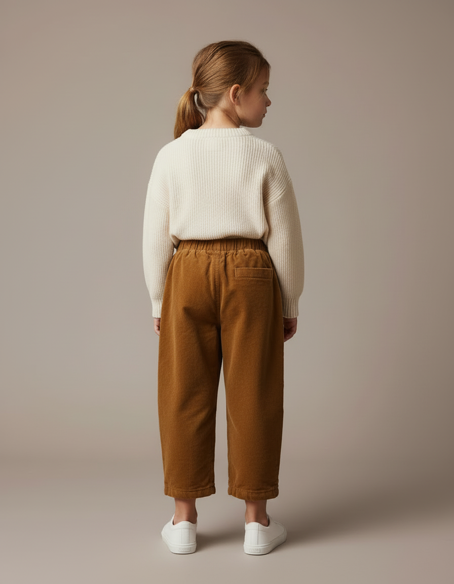 Pantalon Cargo Marron Velours Côtelé Ample Enfant - Cordé - vue 2