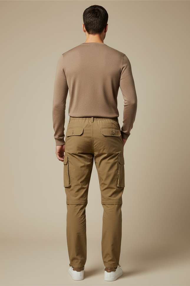 Pantalon Cargo Kaki Convertible Décontracté Multipoches - Gabardine - vue 2
