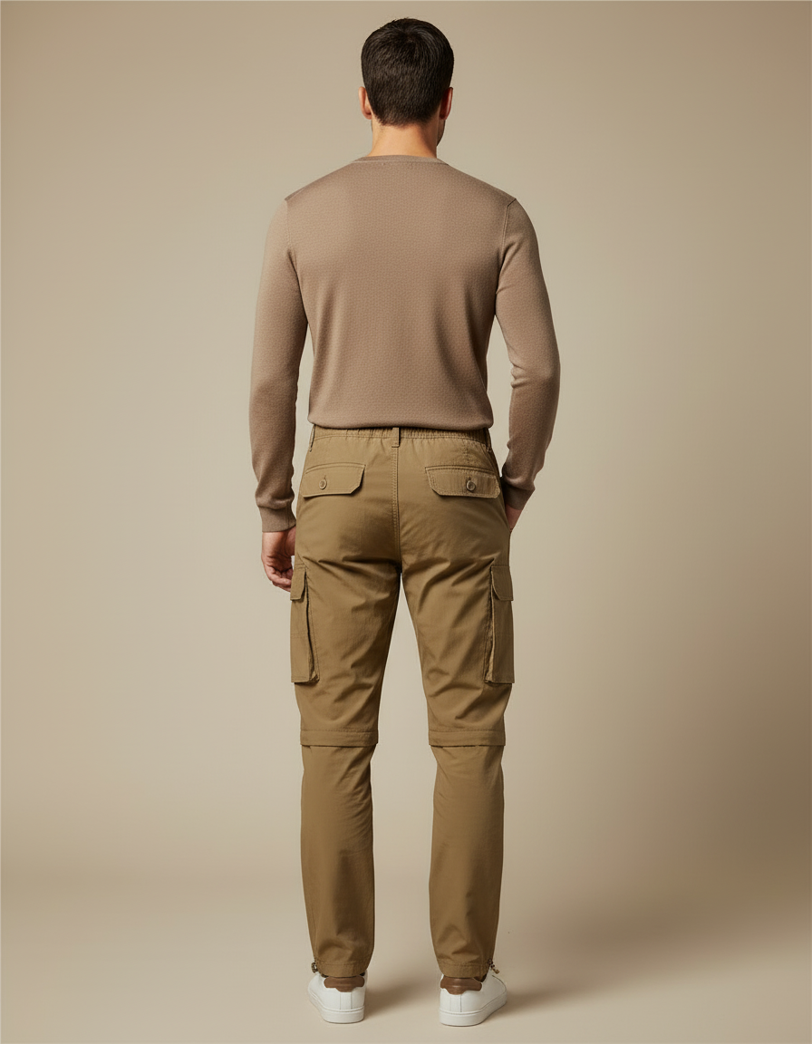 Pantalon Cargo Kaki Convertible Décontracté Multipoches - Gabardine - vue 2