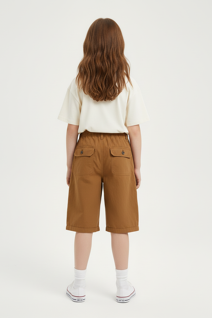Pantalon Cargo Marron Ample Multipoches Coton Enfant - vue 2